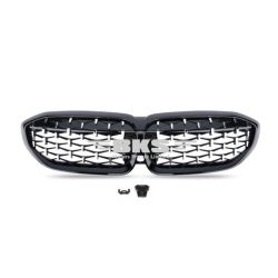 Front Bumper Grill Compatible With Bmw 3 Series G20 2018-2021 Front Bumper Grill Diamond Black And Chrome