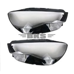 Audi A6 C7 - 2011-14 - Front Headlight Lens Cover, Pair Of Front Lamp Hoods Clear And Black Headlamp Cover For Audi A6 C7 2011-14.