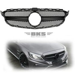 Front Bumper Grill Compatible With Mercedes Benz C Class W205 2014-2019 Front Bumper Grill W205 Grill Amg Black