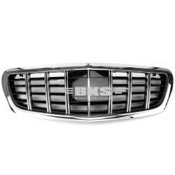 Front Bumper Grill Compatible With Mercedes S Class W222 2014-2020 Maybach Brabus Sports Gt Amg Front Bumper Panamericana Grill W222 Grill Maybach Silver